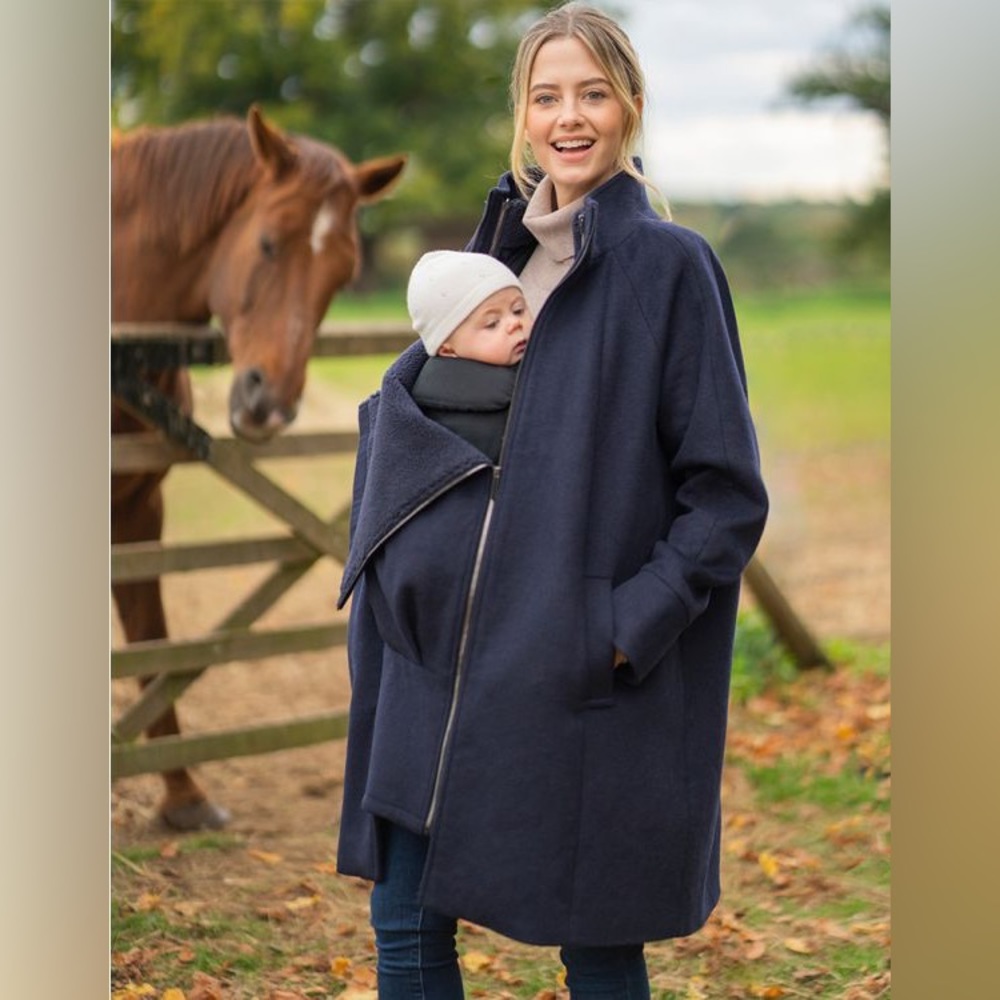 Seraphine 6 in 1 Navy Babywearing Maternity Coat with Fleece Vest Size 12 US